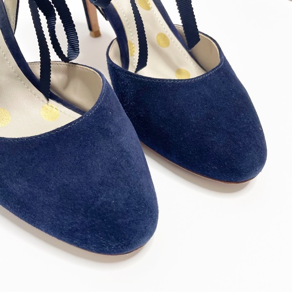 Boden Lavinia Tie Front Low Heel Blue Suede Court Shoes Size 39 (8.5) - Picture 8 of 12